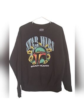 STAR WARS bounty hunter Boba Fett sweater sweatshirt flowers graphics black M